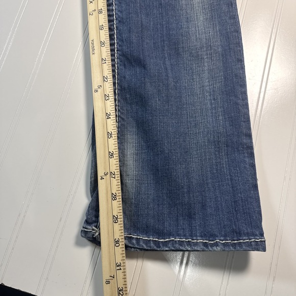 Big Star Liv Boot Jeans Womens 29R Medium Wash Distressed Bootcut Denim Low Rise - Picture 7 of 9